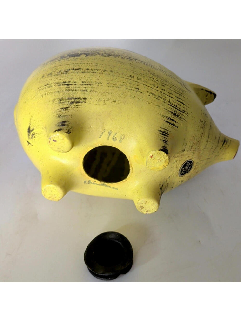 VTG 68 Ceramic Hand-Painted Piggy Bank Floral Rose Country Farmhouse Shabby Chic - Picture 8 of 12